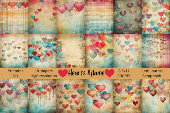 18 Valentines Backgrounds/Junk Journal: Your Digital Design Toolkit