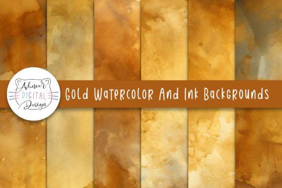 Gold Watercolor and Ink Backgrounds: Adding Depth to Your Designs