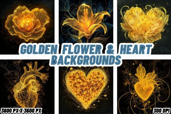 Golden Flower & Heart Backgrounds: Elevate Your Creative Projects
