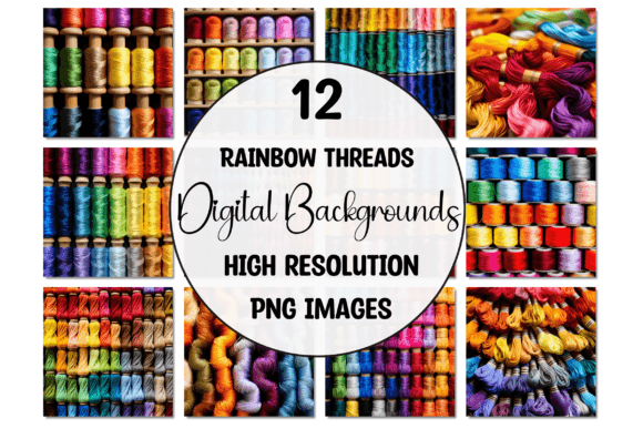 Infuse Your Projects with Vibrant Energy: Rainbow Threads Digital Backgrounds