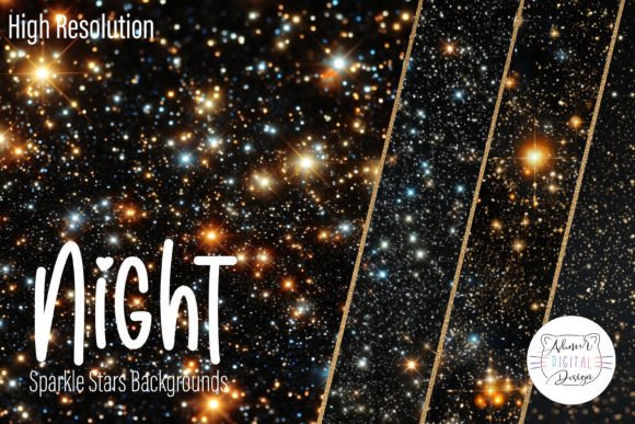 Night Sparkle Stars Backgrounds Set: 4 Dreamy Design Assets